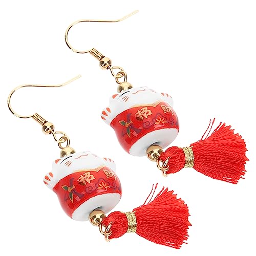 Healvian Glückskatze Ohrringe Damen mit Quasten Design Festliche Katzenohrringe Modischer Ohrschmuck für Frauen Zwei Katzen Healvian Glückskatze Ohrringe Damen mit Quasten Design Festliche Katzenohrringe Modischer Ohrschmuck für Frauen Zwei Katzen von Healvian