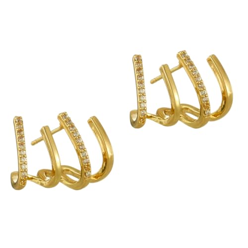 Healvian Gold Vergoldete Zirkonia Ohrstecker Damen Stilvolle Krallen Ohrhänger Funkelnde Strass Schmuckstücke Korrosionsbeständig Leicht Ohrringe Geschenkidee von Healvian