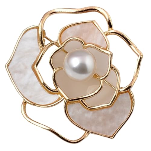 Healvian Goldene Blumen Brosche Anstecknadel aus Langlebiger Legierung Design mit Glänzenden Streifen Kleidung Accessoire für Damenjacken Hüte Kleider und Anzüge Vielseitig Einsetzbar von Healvian