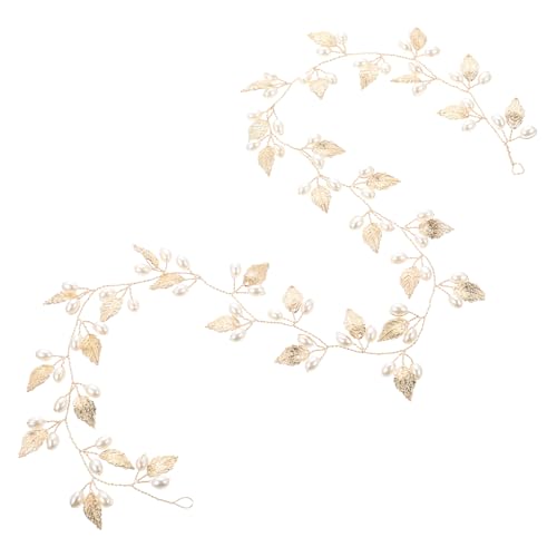 Healvian Goldene Braut Haarranke mit Perlen und Blättern Langlebiges Legierungs haarband Vielseitig Tragbar als Stirnband oder Im Haar Eingearbeitet Eleganter Hochzeitsschmuck für Damen von Healvian