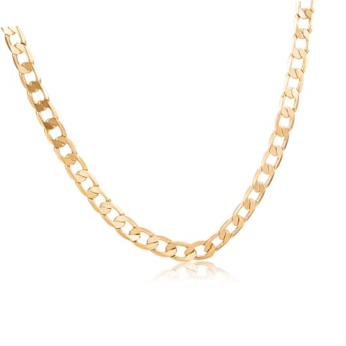 Healvian Goldene Herren Halskette Curb Chain aus Hochwertiger Legierung Dicke Königskette im Klassischen Luxusdesign Langlebige Männerkette Stilvolle Mode für Alltag und Party von Healvian