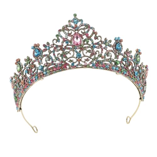 Healvian Goldfarbene Krone mit Funkelnden Strasssteinen Braut Tiara Damen Haarschmuck für Hochzeit Party und Festliche Anlässe Luxuriöses Design für Unvergessliche von Healvian