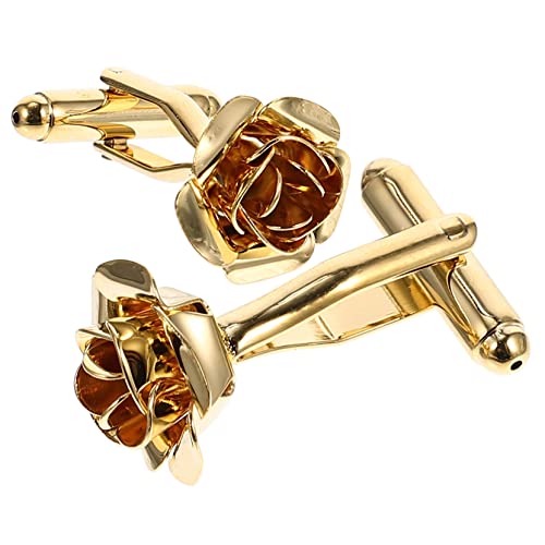 Healvian Goldfarbene Manschettenknöpfe Damen Rosendesign Hemdknopf Accessoires aus Stilvolle Schmuckstücke für Anzug Hochzeit Business und Festliche Anlässe von Healvian