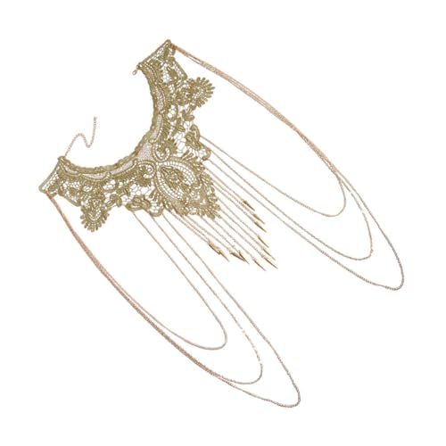Healvian Goldfarbene Spitzen Mehrlagige Tassel Body Kette Damen Körperschmuck Mode Halskette für Party Festival von Healvian