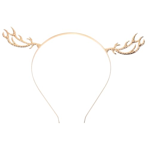 Healvian Goldfarbener Haarschmuck mit Rentiergeweih Leichter und Formstabiler Haarreif aus Legierung Verstellbar und Komfortabel für Damen und Festlicher Kopfschmuck für Weihnachten von Healvian