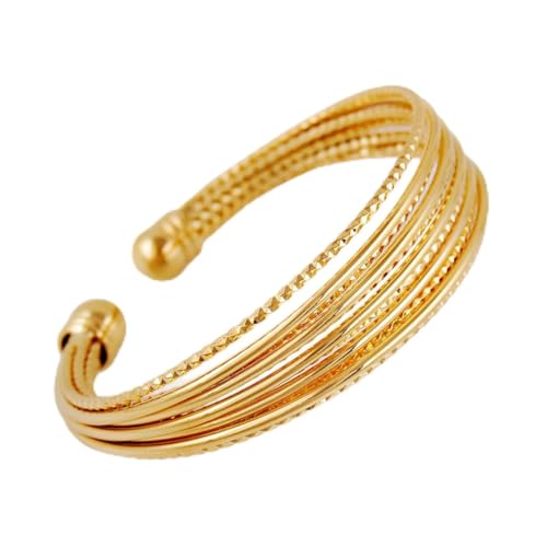 Healvian Goldplattierter Manschettenarmreif Damen Cuff Bangle aus Kupfer Eleganter Schmuck für Alltag und Besondere Anlässe Komfortabler Feiner Armreif in Strahlendem Goldglanz von Healvian