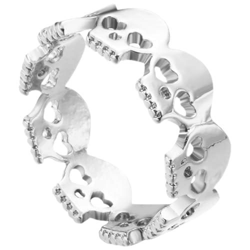 Healvian Gothic Schädel Ring Verstellbarer Finger Ring für Damen und Herren für Festivals und Besondere Anlässe Langlebig und Glänzende Oberfläche von Healvian