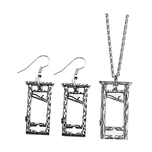 Healvian Gothic Schmuck Guillotine Design Halskette und Ohrringe Vintage Look für Halloween Party Damen Dunkel und von Healvian