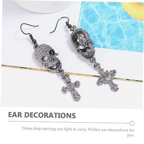 Healvian Gothic Skull Dangle Ohrringe Halloween Damen Punk Skelett Ohrschmuck Leicht Vintage Stil von Healvian