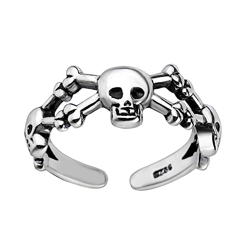 Healvian Gothic Skull Ring für Herren und Damen Verstellbarer Retro Finger Ring Einzigartigem Design für Halloween Geburtstage und Alltag von Healvian