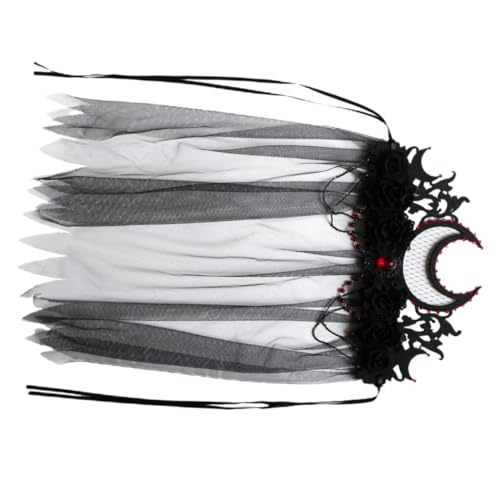 Healvian Gothic Tiara mit Schwarzem Netzschleier Elastisches Halloween Party Kostüm Accessoire Verstellbare Kopfbedeckung für Damen Hexen und Vampir Stirnkrone Langlebig und von Healvian