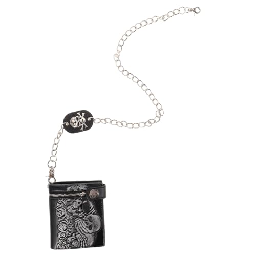 Healvian Gothic Unisex Geldbörse mit Design Punk Portemonnaie mit Diebstahlschutz Kette Kleines Leichtes Portmonee für Karten und Geld Halloween und Outdoor Geeignet von Healvian