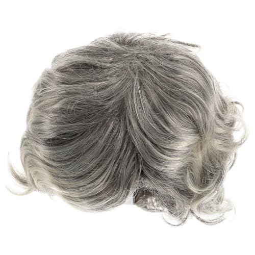 Healvian Graue Lockenperücke für Frauen Kurzhaar Perücke für Halloween Cosplay Karneval Wiederverwendbar Tragbar Alte Kostümzubehör für Party von Healvian