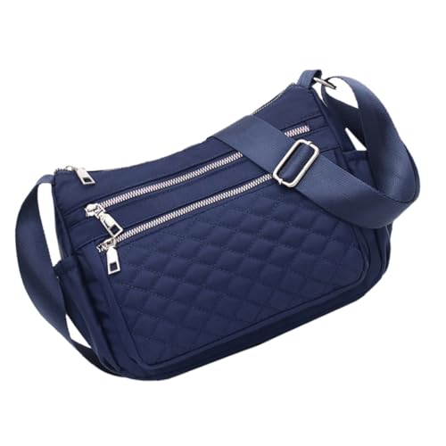 Healvian Große Canvas Crossbody Bag Damen mit Verstellbarem Schultergurt Mehrfachfächer Leichter Messenger Bag für Alltag Reise und Shopping Dunkelblaue Umhängetasche mit Reißverschluss von Healvian
