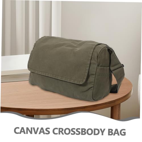 Healvian Große Canvas Crossbody Tasche Damen und Herren Vintage Business Satchel Umhängetasche Langlebige und Robuste Canvas Arbeitstasche Vielseitige Schultertasche für Uni Arbeit und von Healvian