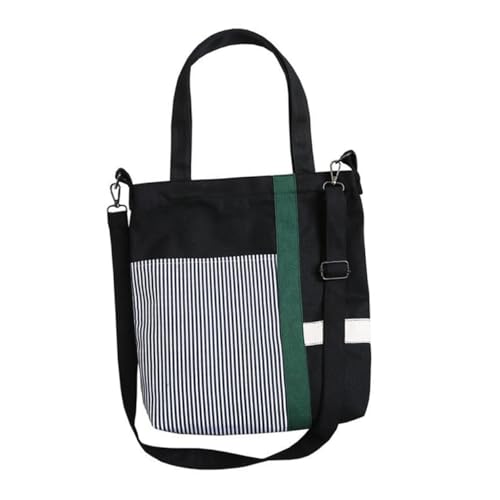 Healvian Große Canvas Schultertasche Damen Verstellbar Langlebig Geräumig Lässige Umhängetasche für Einkaufen Alltag Schwarz Kariert von Healvian