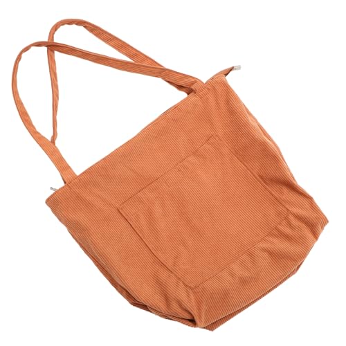 Healvian Große Cord Canvas Schultertasche Damen Wasserabweisende Vintage Tote Bag mit Großer Kapazität Umhängetasche für Shopping Reisen Strand und Alltag Dunkelbraun von Healvian