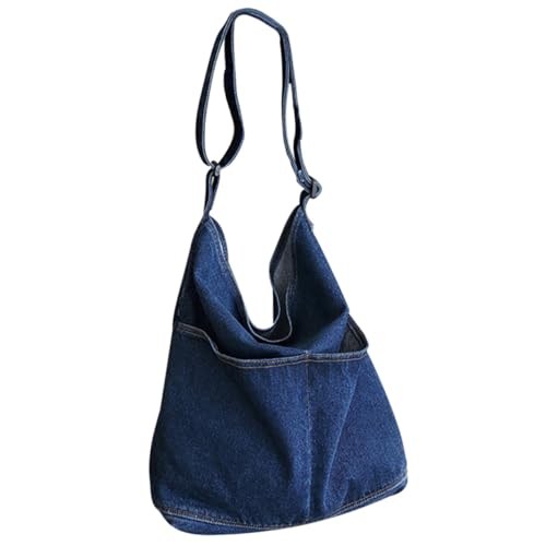 Healvian Große Damen Canvas Umhängetasche Denim Single Shoulder Bag mit Innentasche Leicht und Geräumig für Alltag Shopping Reisen Stilvolle Freizeittasche von Healvian