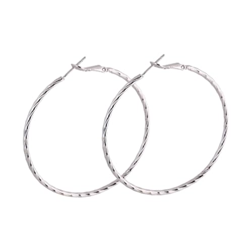 Healvian Große Damen Creolen Ohrhänger aus Langlebigem Metall Runde Ohrringe in Silber Stilvolles Schmuckaccessoire für Alltag Party und Geeignet von Healvian