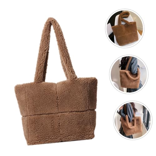 Healvian Große Damen Plüsch Tote Bag Schultertasche Flauschig Kuschelig Shopper Für Arbeit Freizeit Shopping Alltag von Healvian