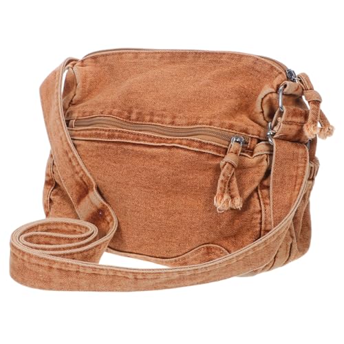 Healvian Große Denim Umhängetasche Damen Vintage Canvas Crossbody mit Mehreren Taschen Leichtes Verschleißfestes Material für Alltag Reisen und Freizeitaktivitäten Dunkelbraun von Healvian