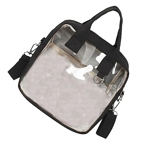 Healvian Große Kapazität Damen Umhängetasche Transparent Canvas Messenger Bag Schwarz Schultertasche All Match für Alltag Reisen Party mit Reißverschluss und Vielseitiger Aufbewahrung von Healvian