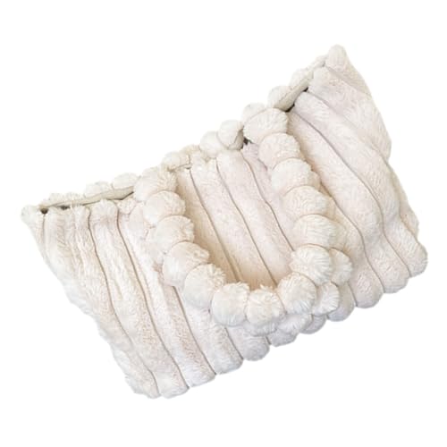 Healvian Große Kapazität Kuschelige Schultertasche Damen Plüsch Tote Bag Flauschige Umhängetasche Weiß Weiches Material Leicht Tragbar Alltagstasche von Healvian