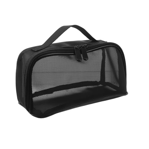 Healvian Große Kapazität Mesh Kosmetiktasche Damen Transparent Schminktasche Reisebeutel Organizer Handlich Alltag und Urlaub Schwarz Netzbeutel von Healvian
