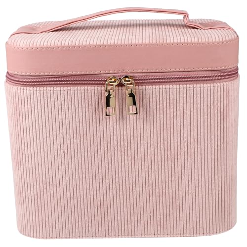 Healvian Große Kosmetiktasche Damen mit Spiegel Doppellagige Make Up Aufbewahrungstasche Leicht und Tragbar für Reisen und Zuhause Praktischer Beautycase Organizer von Healvian