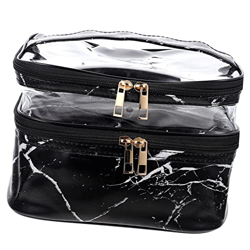 Healvian Skincare Bag Transparent Kosmetiktasche Für Damen Und Große Tragbare Reisetasche Für Make-up Und Pflegeprodukte Für Und Camping Marmor Design von Healvian