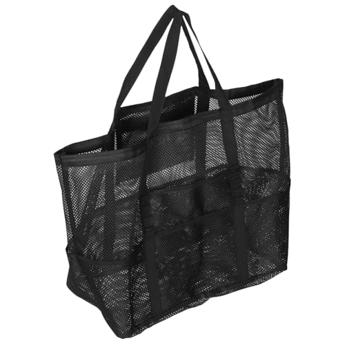 Healvian Große Mesh Strandtasche Damen mit Reißverschluss und Handgriff Leichte Badetasche für Outdoor Vielseitige Strand und Einkaufstasche Robust und Modisch für Kosmetik und Handtücher von Healvian