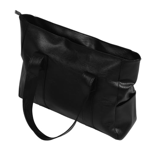 Healvian Große Pu Optik Tote Bag Damen mit Reißverschluss Weiche Geräumige Umhängetasche für Arbeit Reisen Shopping Minimalistisches Design Langlebig Vielseitige Schultertasche Schwarz von Healvian