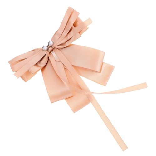 Healvian Große Schleifenbrosche mit Perlen Vorgebundene Anstecknadel für Damen Stilvolle Hemdschleife Vielseitiger Schmuck für Blusen und Kleider Stilvolles Accessoire für Festliche von Healvian