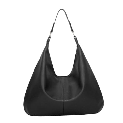 Healvian Große Schwarze Retro PU Tote Bag Damen Handtasche mit Hoher Kapazität Umhängetasche für Alltag Shopping und Freizeit Vielseitige Schultertasche für Frauen und Mädchen von Healvian