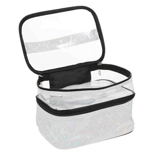 Healvian Große wasserdichte Kosmetiktasche mit Doppel Etagen Leicht Tragbarer Kulturbeutel für Reise mit Stabilem Reißverschluss und Praktischem Tragegriff Transparenter Make Up Organizer von Healvian