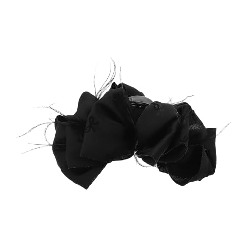 Healvian Großer Schwarzer Haarkralle mit Schleife Französische Haarspange für Festliche Anlässe Sicherer Halt für Dutt und Vielseitiges Haaraccessoire für Damen und Partys von Healvian