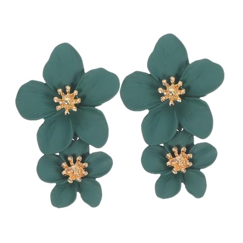 Healvian Blumenohrringe Für Damen Grün Schöne Ohrringe Aus Hochwertiger Legierung Modische Ohrringe Mit Blumendesign Frauenohrringe Für Alltag Und Reisen Dekorative Ohrhänger von Healvian