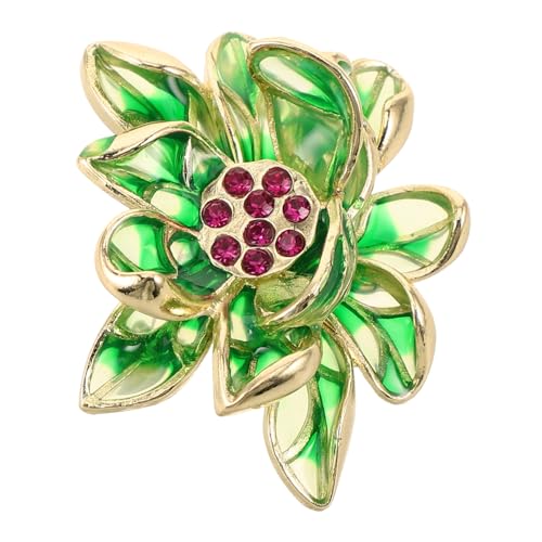 Healvian Grüne Lotusblume Brosche Emaille Anstecknadel Damen Traditionell Inspiriert Kultur Schmuck Modisches Blumenaccessoire für Stilvolle Outfits von Healvian
