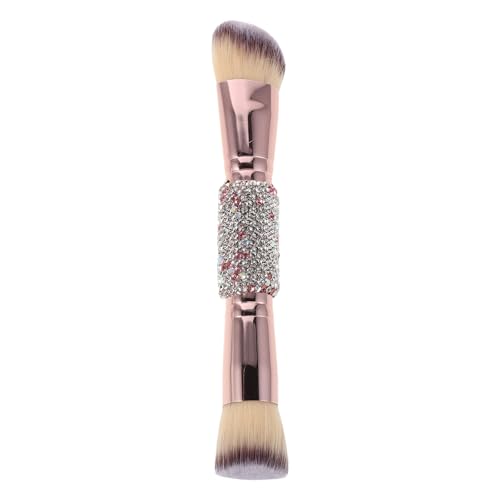 Healvian Grundierungspinsel: Doppelseitiger Make-up-Pinsel für flüssiges Puder und Creme-Make-up, weiche Borsten und Strass-Griff – tragbares Kosmetik-Tool für Frauen und Mädchen von Healvian
