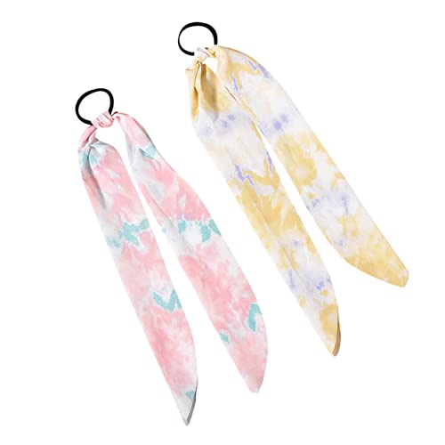 Healvian 4stücke Damen Haarband Kopf Schmuck Seil Batik Mischfarbe Seide Haarseil von Healvian