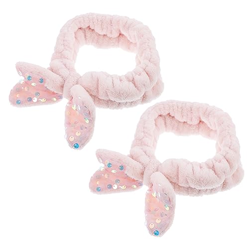 Healvian 2stücke Elastische Spa Haarbänder Pailletten Haarbänder Zum Waschen Gesicht Kopf Handtücher Scrunchies Stoffhaargummis von Healvian