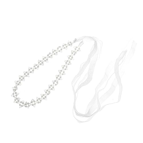 Healvian Perlen Stirnband Damen Kopfschmuck Haarband Silber Schlüsselbeinkette Kopfbedeckung Haarschmuck Perlenband Kranz Band Halskette von Healvian