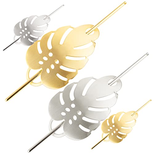 Healvian Haarnadel Aus Metall Mit Blattmotiv Duttnadel Modische Haarstäbe Für Frauen 4er-pack von Healvian