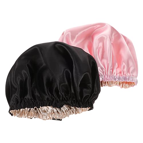 Healvian Haarhaube Zum Schlafen Elastische Mütze Für Erwachsene Glatte Haube Zum Haarhaube Für Frauen Und Mädchen 2er-set Schwarz von Healvian