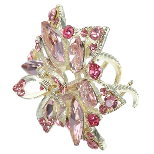 Healvian Haarklammer mit Funkelnden Strasssteinen Kleine Haarklammer für Damen Dekorativer Haarclip für Ponytail und Half Up Frisuren Rosa Haarschmuck für Alltag und Besondere Anlässe von Healvian