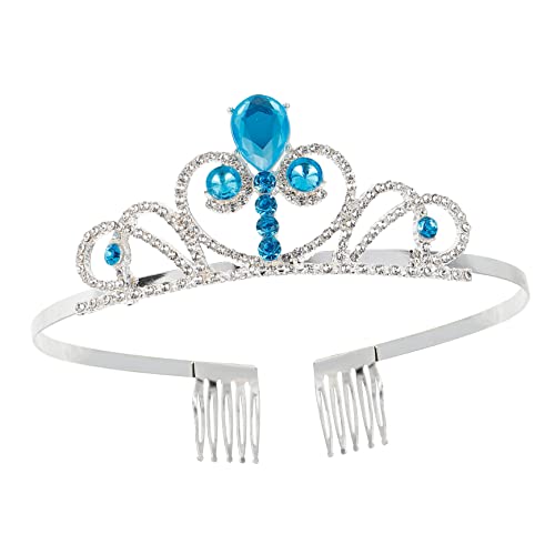 Healvian Haarreif Krone mit Wasserfall Blau Glänzendes Party Kopfschmuck für Mädchen Delikate Prinzessin Tiara für Geburtstag Cosplay und Fotomomente von Healvian