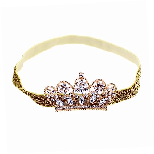 Healvian Mädchen Rhinestone Krone Haarband Elastisches Haarschmuck Für Partys Geburtstage Und Fotoshootings Goldene Schleife Goldene Krone von Healvian