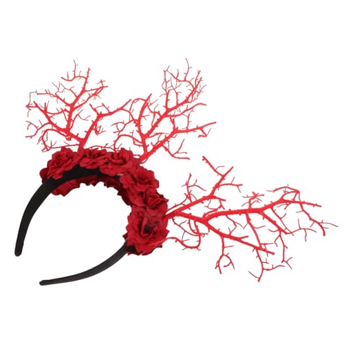 Healvian Geweih Stirnband Baumast-stirnband Mit Blumen Dekoration Für Party Cosplay Maskerade Haarband Accessoire Leicht Zu Tragen von Healvian