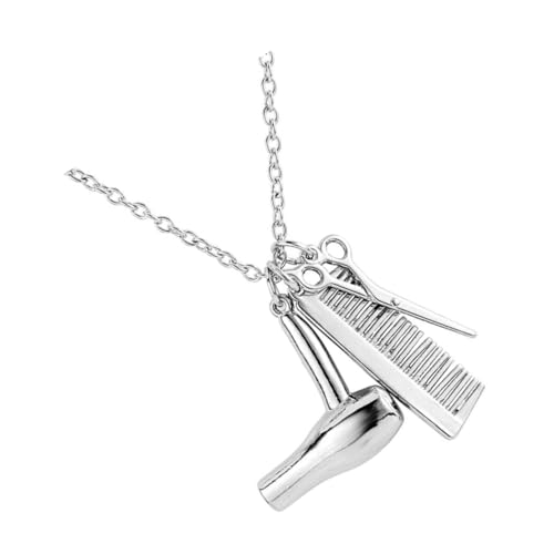 Healvian Haarschneider Halskette mit Schere Kamm und Haartrockner Anhängern Legierung Friseur Schmuckkette für Damen und Herren Stilvolle Friseursweater Kette von Healvian