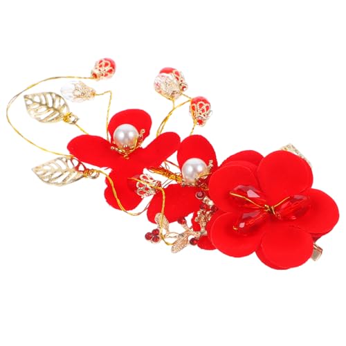 Healvian Elegante Rote Blumen-haarnadel Braut-haarspange Brautjungfern-schmuck Für Verlobung Hochzeit Foto-sessions von Healvian